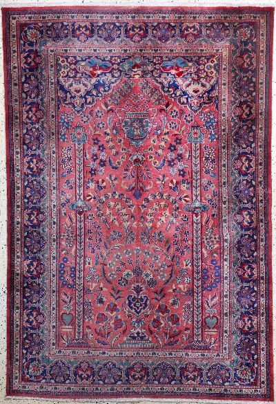 Keschan fein, Indien, Ende 20.Jhd, Korkwolle auf Baumwolle, ca. 210 x 140 cm, Reinigungsbedürftig, EHZ: 2