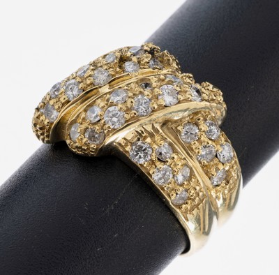 18 kt Gold Brillant-Ring, GG 750/000, 42 Brillanten zus. ca. 0.85 ct Weiß/si-p, RW 59, ca. 9.7 g