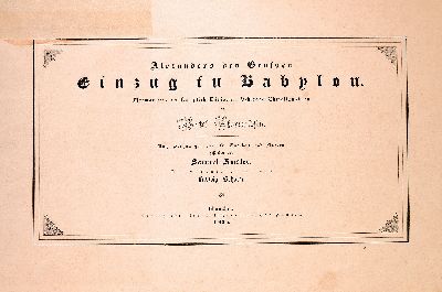 Bertel Thorvaldsen (1770-1844): Alexander des Grossen Einzug in Babylon, München, Literarisch-artistische Anstalt 1835, gr.4°, OHld. lädiert, Nach ...