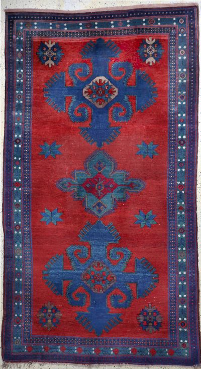 Antiker Kazak, Kaukasus, um 1900, Wolle aufWolle, ca. 280 x 155 cm, EHZ: 3