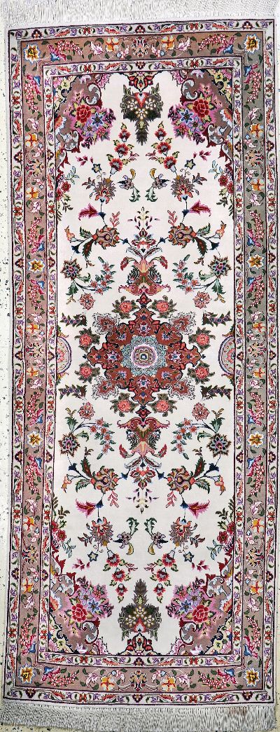 Täbriz fein(50 Raj), Persien, Ende 20.Jhd, Korkwolle mit Seide, ca. 204 x 81 cm, ca. 500.000 Kn/qm, EHZ: 2