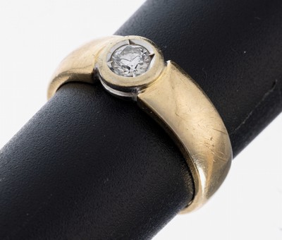 14 kt Gold Brillant-Ring, GG 585/000, Brillant ca. 0.25 ct Weiß/si, RW 55, ca. 5 g
