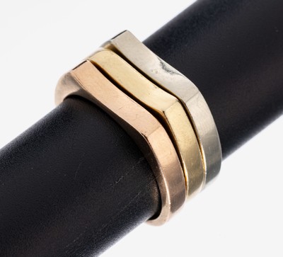 14 kt Gold Ringtrio, GG/WG/RG 585/000, RW 60, ca. 9 g
