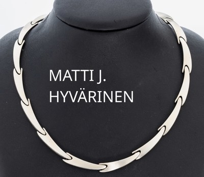MATTI J. HYVÄRINEN Collier, Finnland 1970er Jahre, 925er Silber, L. ca. 40 cm, sign. MJH