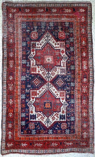 "Fachalo"Kazak antik, Kaukasus, um 1900, Wolle auf Wolle, ca. 275 x 168 cm, EHZ: 4