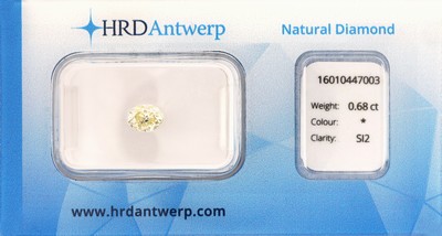 Loser oval facett. Diamant 0.68 ct natural fancy yellow/si 2, eingeschweißt, HRD Report 04/2016
