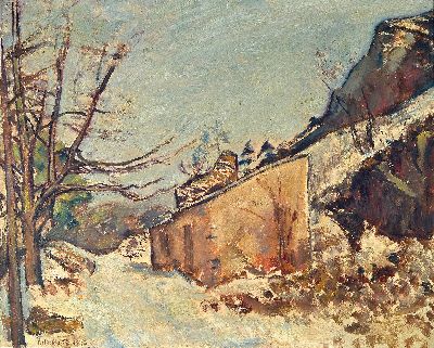 Wilhelm Claus, 1882 - 1914, Winterlandschaft, Öl/Lwd, signiert und dat. 1914, ca. 65 x 80 cm, kleinere Leinwandschäden, Rahmen l. besch.