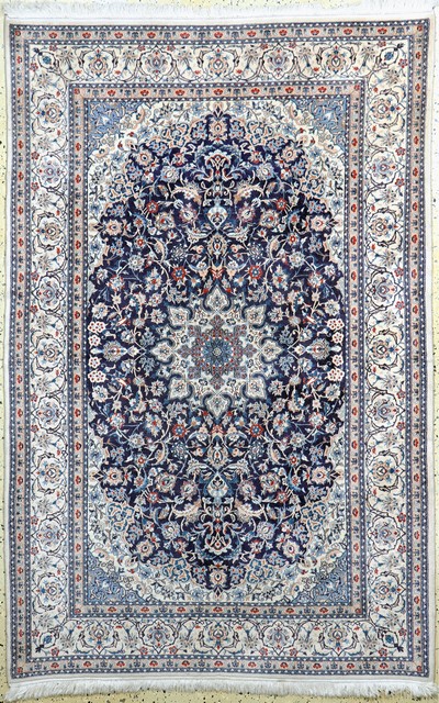 Nain fein(6 La), Persien, Mitte 20.Jhd, Korkwolle mit Seide, ca. 197 x 130 cm, ca. 1,0Mio. Kn/qm, EHZ: 2