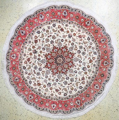 Täbriz fein, Persien, Ende 20.Jhd., Korkwolle mit Seide, Durchm. 204cm, EHZ: 2