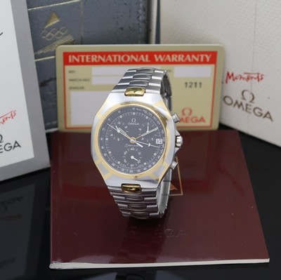 OMEGA Seamaster Polaris auf 3000 Stück limitierter Olympia-Armbandchronograph Albertville 1992 Referenz 386.1031.1, Schweiz um 1992, zu Ehren 60 ...