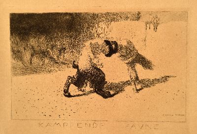 Franz von Stuck, 1863 Tettenweis-1928 München, Kämpfende Faune, Radierung, rechts unten mit Bleistift handsign., ca. 10x14cm, gebräunt