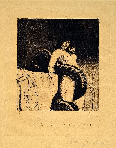 Franz von Stuck, 1863 Tettenweis-1928 München, Die Sinnlichkeit, Radierung, rechts unten handsign., ca. 15.5x14cm, gebräunt
