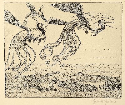 Hans Thoma, 1839 Bernau-1924 Karlsruhe, 3 handsignierte Radierungen: 1) Schlafender Hirte, von 1897, ca. 26.5x22cm; 2) Wundervögel, von 1911, ca. ...