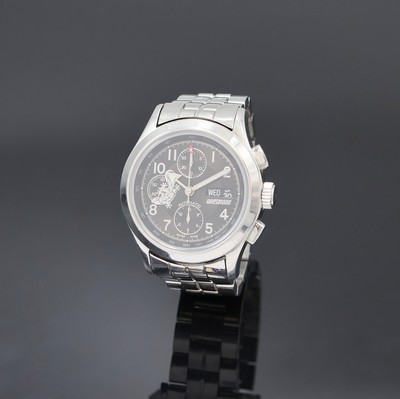 WIESMANN Armbandchronograph in Edelstahl, Schweiz um 2005, Automatik, beids. vergl., Boden verschr., neutr. Stahlband m. dopp. Faltschl., Saphirglas, ...