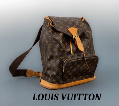 LOUIS VUITTON Rucksack, Montsouris Backpack GM, Monogram Canvas, Besätze naturfarb. Leder, goldfarb. Hardware, aufges. Reißver- schlußfach, ...