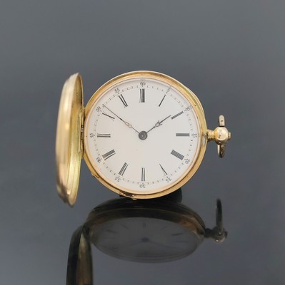 VACHERON Geneve kleine Savonette Taschenuhr in RG 585/000, Schweiz um 1890, 3 Deckel- Goldgeh., Schlüsselaufzug, Sprung- u. Rückdeckel floral ...
