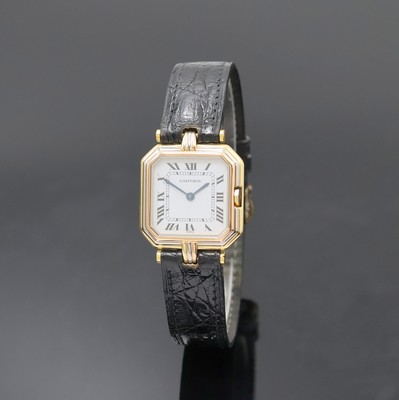 CARTIER Paris Armbanduhr Ceinture Trinity in GG/RG/WG 750/000 Referenz 81054, quarz, Frankreich um 1980, massives tricolor Goldgeh. inkl. Lederband ...