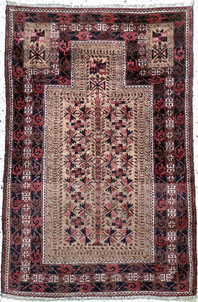Belutsch"Gebetsteppich", Persien, Anfang 20.Jhd, Wolle auf Wolle, ca. 140 x 95 cm, EHZ:2