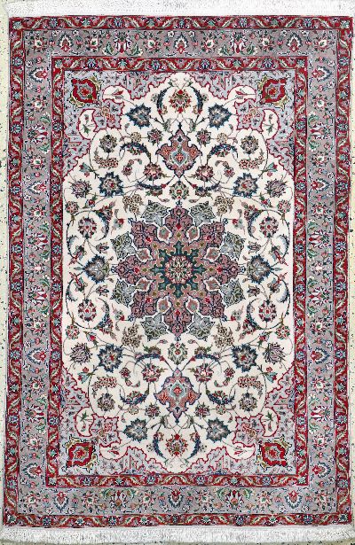 Täbriz fein(50 Raj), Persien, Ende 20.Jhd Korkwolle mit Seide, ca. 155 x 105 cm, ca. 500.000 Kn/qm, EHZ: 2