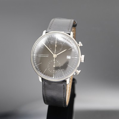 JUNGHANS Armbandchronograph Chronoscope Max Bill Referenz 27.4601, Deutschland um 2018, Automatik, Edelstahlgeh., Boden verschr., schwarzes ...