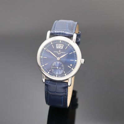 ULYSSE NARDIN San Marco Herrenarmbanduhr Referenz 343-22, Schweiz um 2000, Automatik, Edelstahlgeh., Boden 4-fach verschr., blaues Zifferbl. m. ...