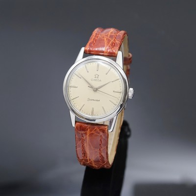 OMEGA Seamaster Armbanduhr Referenz 14390-8-SC, Schweiz um 1962, Handaufzug, Edelstahlgeh., Boden verschr., silb. Zifferbl. m. silb. Std.-Ind. u. ...