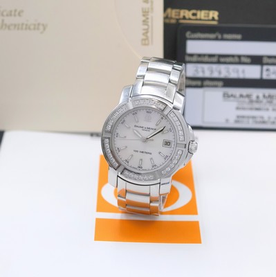 BAUME & MERCIER Capeland Armbanduhr in Edelstahl Referenz 65435, Schweiz verk. lt. beil. Pap. 12/2004, quarz, orig. Gliederband m. dopp. Faltschl., ...