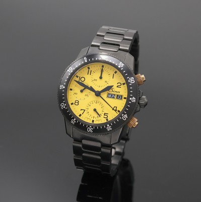 SINN Armbandchronograph Referenz 103.28454, Schweiz um 2000, Automatik, geschw. Edelstahlgeh. inkl. Stahlband m. Faltschl., beids. vergl., Boden u. ...