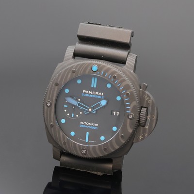 PANERAI Submersible Herrenarmbanduhr Referenz PAM1616, Schweiz um 2020, Automatik, Carbon-Geh., Titanboden verschr., Krone unter Schwenkhebel, ...