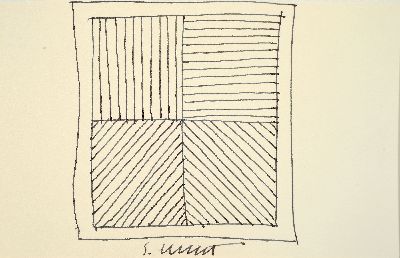 Sol Lewitt, 1928-2007, kleine Zeichnung in Tinte auf Bütten, mittig unten sign., Blattgr.ca. 10x15cm