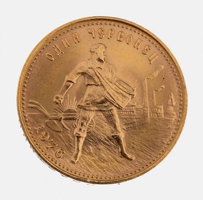 Goldmünze 10 Rubel, Russland 1976, 1 Tscherwonez
