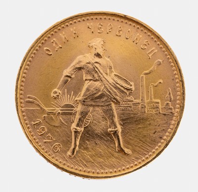Goldmünze 10 Rubel, Russland 1976, 1 Tscherwonez