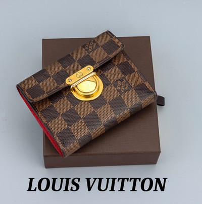 LOUIS VUITTON Geldbörse, "Portefeille Koala Damier Ebene Canvas", Schnalle Metall verg., innen rot, Kreditkarten- und Einschubfächer, ...