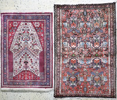 2 Lots Kaschkuli & Hamadan, Persien, Mitte 20.Jhd, Wolle auf Baumwolle, ca. 145 x 96 cm, leicht verfärbt, EHZ: 2