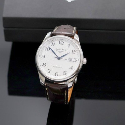 LONGINES Master Collection große Armbanduhr in Stahl Referenz L2.893.4, Schweiz um 2020, Automatik, beids. vergl. Geh., Boden u. Glasrand aufgedr., ...