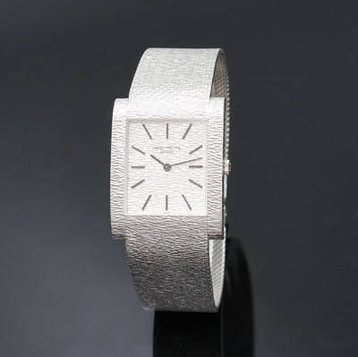 PATEK PHILIPPE seltene und schwere Armbanduhr in WG 750/000 Referenz 3553 1, Schweiz um 1970, Handaufzug, 2-tlg. Geh., Boden aufgedr., orig. ...