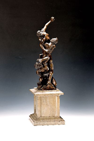 Bronzefigur nach Jean de Boulogne, Der Raub der Proserpina, H. ca. 42cm, Steinsockel, Gesamth. ca. 62cm