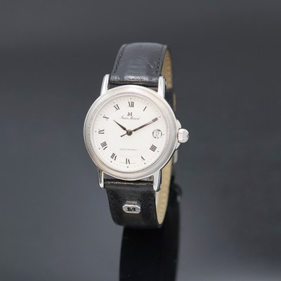 JEAN MARCEL Armbanduhr in Stahl, Schweiz um 2000, Automatik, beids. vergl. Geh., Boden 4- fach verschr., Krone verschr., orig. Lederband m. neutr. ...