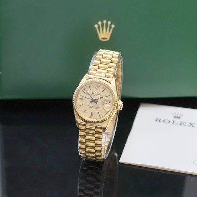 ROLEX Oyster Perpetual Datejust Damenarmbanduhr in GG 750/000 Referenz 6517, Schweiz lt. beil. Garantie verk. 08/1971, Automatik, Chronometer der ...