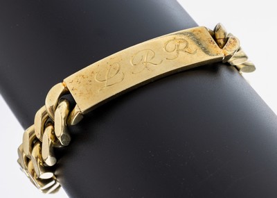 Massives 14 kt Gold Armband, GG 585/000, Gravurplatte vs. LRR rs. 24.12.1975, endlos, L. ca. 22 cm, ca. 100.9 g