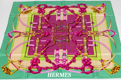 HERMES Seidencarree, 100% Seide, Modell Grand Manege, Entwurf von Henri d`Orgini, ca. 88 x 88 cm, neuwertig