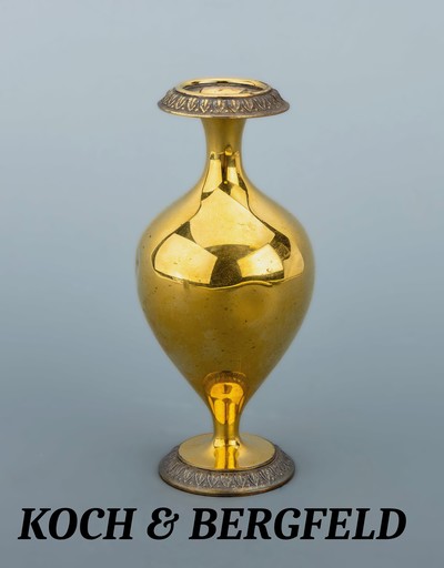 Ziervase, um 1930-50, KOCH & BERGFELD, 925er Silber, part. feuervergoldet, klassizistisch, balusterförmig, H. ca. 14.5 cm, Gebr.-Spuren und Dellen, ...