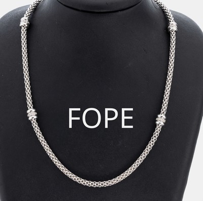 18 kt Gold FOPE Brillant-Collier, WG 750/000, Modell Flex'it Prima, 60 Brillanten auf Zwischenglieder zus. ca. 0.60 ct (grav.) feines Weiß/vs, ...