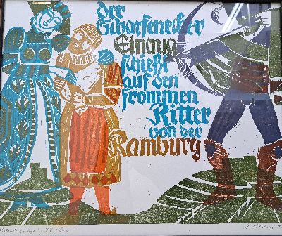 Heinz Friedrich, 1924-2018, Schwetzingen, Farbholzschnitt, sign., num. 48/200, unter Glas gerahmt, R. 67,5x58 cm
