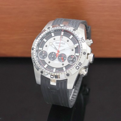 EBERHARD & CO Chrono4 Geant Herrenchronograph Referenz 31060, Schweiz um 2010, Automatik, Edelstahlgeh. inkl. orig. Kautschukband m. Dornschl., Boden ...