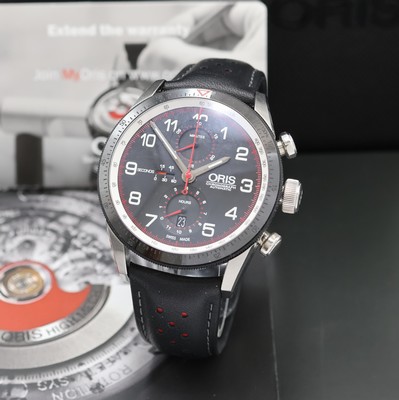 ORIS auf 1000 Stück limitierter Herrenchronograph Modell Calobra Referenz 7661-84, Schweiz um 2010, Automatik, Edelstahlgeh. inkl. orig. Lederband ...