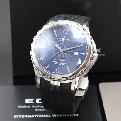 EDOX Grand Ocean Chronometer Herrenarmbanduhr Referenz 80077, Schweiz verk. lt. beil. Garantiekarte 10/2013, Automatik, Edelstahlgeh. inkl. orig. ...