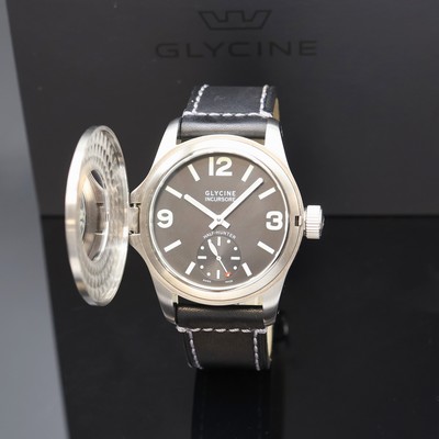 GLYCINE Incursore Half Hunter auf 999 Stück limitierte Armbanduhr Referenz 3843, Schweiz um 2010, Handaufzug, beids. vergl. Edelstahlgeh., orig. ...