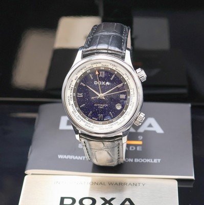 DOXA Blue Planet GMT auf 500 Stück limitierte Armbanduhr Referenz D181SBU, Schweiz verk. lt. beil. Pap. 09/2016, Automatik, Edelstahlgeh. inkl. ...