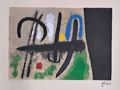 Joan Miro, 1893-1983, Farblithografie, , num. 1225/2000, re. unten Stempelsignatur, Blattgr. ca. 38x49 cm, leicht gebräunt